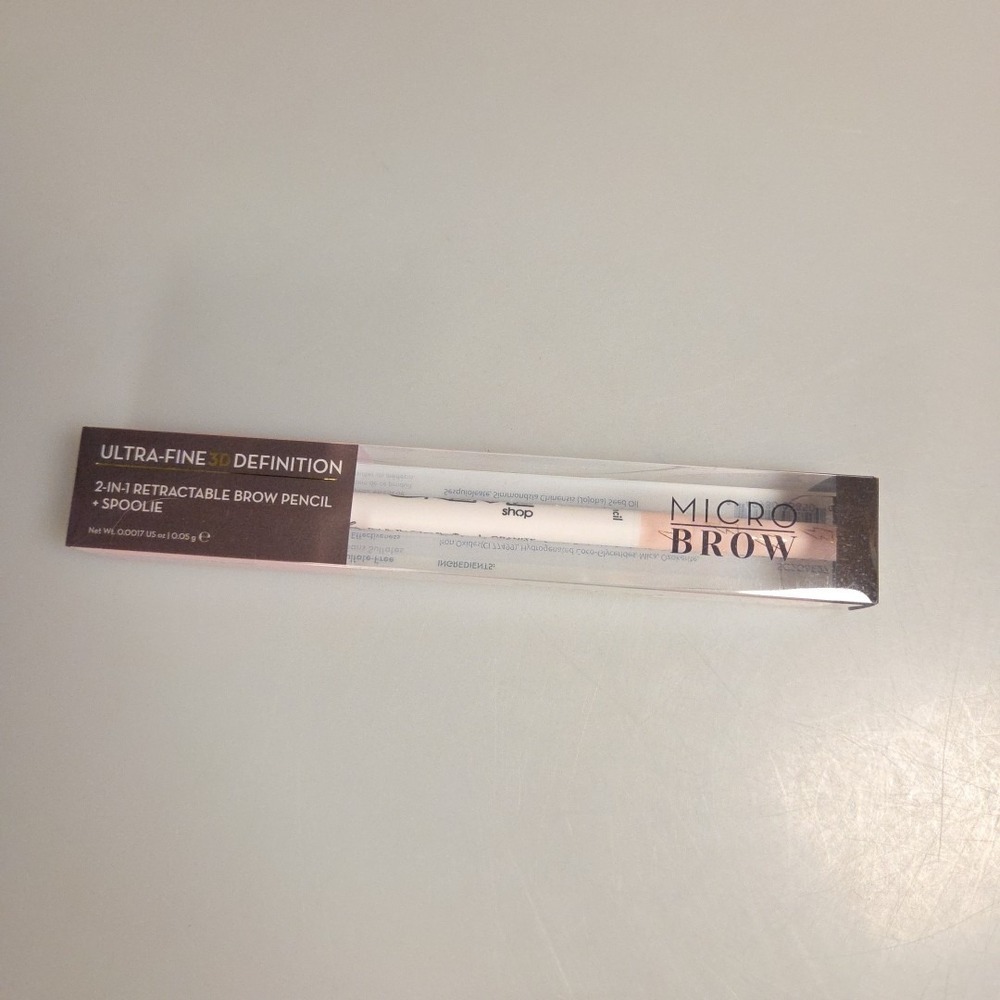 The Crème Shop 2-in-1 Retractable Micro Ultra Fine Brow Pencil+Spoolie, Granite